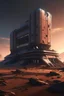 Placeholder: Monolithic structure on abandoned planet surface anime style