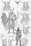 Placeholder: A dnd character sheet, a tiefling man with long hair and long black horns, white eyes and pale skin. Handsome.