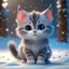 Placeholder: A Cute Pixar animation style of a kitten in a winter wonderland, fashion, 3D rendering, illustration, anime, typography, fashion, photo, 3d render, 8K, 4K, hyper realistic, exquisite detail