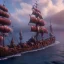 Placeholder: fleet of steampunk viking ships on Jupiter, 4k, highly detailed, cinematic, ultra photorealistic, ultra realistic, volumetric lighting