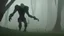 Placeholder: giant humanoid alien emerging from the forest into the plain