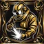 Placeholder: WELDING MAN emblem,WELDING MACHINE IN HAND, GOLDEN COLOR