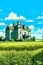 Placeholder: Disused, Victorian Manor House, Blue Sky, Over-Grown Fields, Vector Art