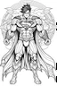 Placeholder: outline art An evolved Superman.Goku cinematic lighting, high resolution 3D render art coloring pages with witch, white background, Sketch style, full body, use outline, Mandala style, clean line art, white background, no shadows and clear and well