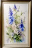 Placeholder: Watercolour of delphiniums in the style of willem henraets