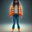 Placeholder: Selena Gomez toddler, full body, dramatic lighting orange puffer jacket, hyper realistic, unreal engine 5,