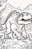 Placeholder: kids coloring page, dinosaur, cartoon style, thick lines, very low detail, no shading