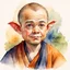 Placeholder: watercolour, illustration, portrait, halfling, western monk