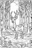 Placeholder: coloring page, deer in the woods, cartoon style, thick lines, low detail, no shading