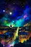 Placeholder: Paris City buildings at night in Abstract Fluid, Galaxy nebula