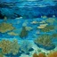 Placeholder: A cerulean shallow, coral-filled shoals designed in ancient Egyptian pottery painted by Vincent van Gogh