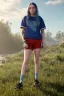 Placeholder: Billie Eilish, in shorts, photorealistic, 8k