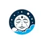 Placeholder: Logo, vector, clean, circle logo with a face looking up at the moon clouds and stars