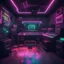 Placeholder: Hyper Realistic Rustic Hip-Hop Music Studio with dark futuristic & Neon-Glitched background