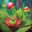 Placeholder: fantasy 90's tcg art of fantasy venus flytrap plant creature