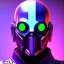 Placeholder: cyberpunk purple masked villain in galaxy, teal and purple smoke, detailed, realistic, 4k