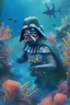 Placeholder: Darth Vader scuba diving in a coral reef