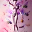 Placeholder:  Asian woman, leaning pose, pink short hair, latex suit, Gradient background, style <Yoji Shinkawa>, Bones, watercolor illustration by <agnes cecile> butterflies everywhere, skulls, centipede, insects, nest, octopus, fly, squid, Dryad, plants, wildflower, intricate detail , rusty metal, ominous, portrait, high lighting,