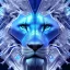 Placeholder: A beautiful portrait of a cyborg lion blue color scheme, high key lighting, volumetric light high details psychedelic background