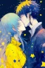 Placeholder: portrait anime man kissing man, ,yellow, stars hearts water, blue, watercolor, Yoshikata Amano, Edwin Landseer, Ismail Inceoglu, Russ Mills, Victo Ngai, Bella Kotak, hyperdetailed 8K resolution HDR DSLR, ultra detailed, ultra quality, CGSociety, intricately detailed, color depth, gliter, kiss