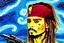 Placeholder: captain Jack Sparrow as Terminator van gogh painting