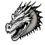 Placeholder: A very simple black and white line drawing of a dragon head with its tongue out