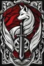 Placeholder: Stylized Emblem of sword, shield and fox's tail. Red, black, white, RWBY animation style
