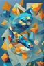 Placeholder: fish and chips, deconstructed, abstract cubist painting, Neo-Cubism, layered overlapping geometry, art deco painting, Dribbble, geometric fauvism, layered geometric vector art, maximalism; V-Ray, Unreal Engine 5, angular oil painting, DeviantArt