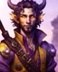 Placeholder: male humanoid tiefling, pirate, pale white skin, yellow eyes, soft purple lighting, small ears, short beard goatee, functional clothes