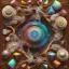 Placeholder: Wood, pastel colors, crepusculare, monde, brain cold, spirale, olive, spiner, brown, yelow, white, red, cubes, cups, abstract art,creme,