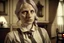 Placeholder: ww1 very sad blonde maid talking close-up standing up looking to the camera, ww1 mansion room background