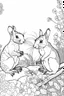 Placeholder: Outline art, no shading, squirrel and rat full body in the garden, cartoon style, black and white, low detail, --ar 9:11