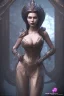 Placeholder: Xenia Onatop as evil queen in black leather, busty, cleavage, angry, stern look. character design by fenghua zhong. unreal engine 5, artistic lighting, highly detailed, photorealistic, fantasy