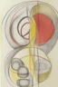 Placeholder: Pencil drawing and watercolour by Barbara Hepworth grey and gold and red