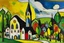 Placeholder: A black Canadian town with a church painted by Wassily Kandinsky