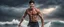 Placeholder: Hyper realistic very handsome shirtless muscular short black hair man smiling & surfing on sea at rainy night with thunderstorm