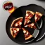 Placeholder: pizza on plate, coca cola glass, black background