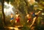 Placeholder: man running in colorful jungle by Caravaggio