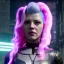 Placeholder: Actress, young Katheryn Winnick, android woman, circuits in face, glow painted face, shaved hair, ghost in the shell, leather coat, cyber punk, neon, army, bamboo, blood, portrait, gradient color background, unreal engine 5, soft color, 16 bit, god lights, ray tracing, RTX, lumen lighting, ultra deatail, volumetric lighting, 3d, finely drawn, hd.