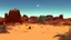 Placeholder: desert city far in the background comic style