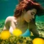 Placeholder: girl underwater with yellow flowers for hair, closed eyes, rtx, reflection, 8k, glow, winning photography, caustics