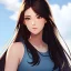 Placeholder: red long haired woman, casual clotting, realistic, HD4k, watery cloud background, close up shot,