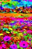Placeholder: A field of colorful flower, the return to innocence, abstract, weird, childlike, chaos80, colors splash, Italian village