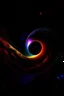 Placeholder: Black hole in bright colors in HD resolution, with stars and planets shining behind it in deep space.