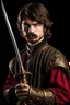 Placeholder: young european brown hair adult royal guard swordsman with rapier