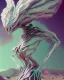 Placeholder: an ethereal and pastel alien creature, with shifting limbs and slender composition, is climbing through a strange wild landscape , highly polished, chrome airbrush style, dreamlike composition, color penciling color palette, surrealistic retro-futurism, rotoscoping, psychedelic aesthetic, metaphysical, highly detailed, arthur lismet, artstation, 1960s psychedelic drawing with art nouveau motifs, munch, vibrant, extra terrestrials art, vintage , anime