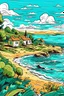 Placeholder: landscape, nature, relax, village, stained, sea , vector,