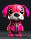 Placeholder: Dog character brutal in the jacket, 3d render funko pop