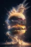 Placeholder: a burger exploding into dust, extremely detailed dust particle details, natural colours, meticulously intricate perfectly symmetrical extremely detailed, pixiv daily ranking, pixiv, extreme depth of field, artstation, sculpture style, spectacular details, volumetric lighting, masterpiece, cinematic, Hollywood production, 8k resolution, high definition, max octane render, vivid colors, max resolution, unreal engine , max perfectionism, realistic composition, professional photography, max focus, m