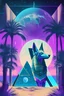 Placeholder: vaporwave, tarot card, palm trees, crystal ball, pyramid, galaxy, anubis, the moon